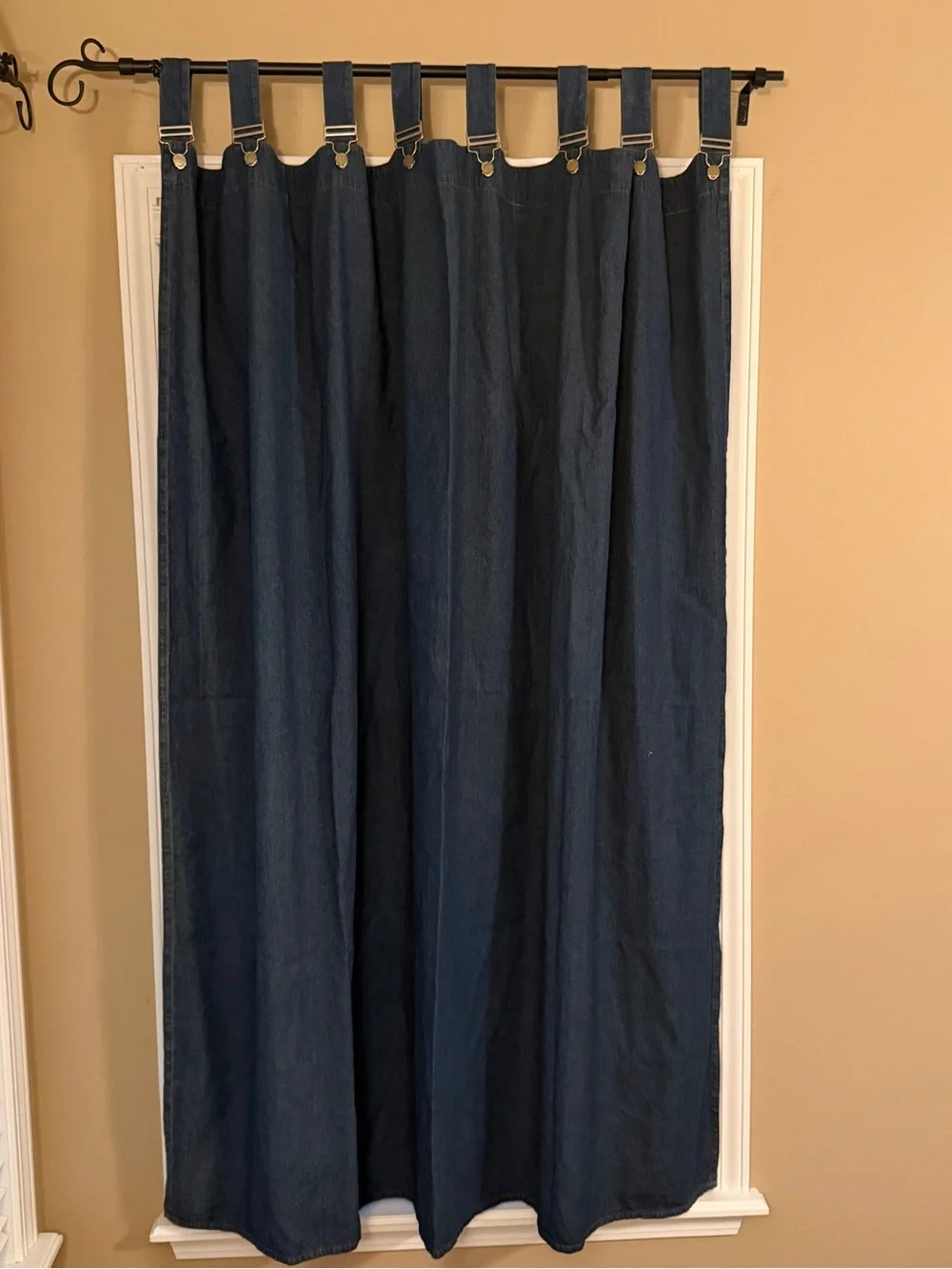 Blue Denim Overall Curtain With Clasp 54.5” Wide x 65” Long 1 Panel